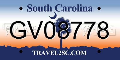 GV08778 South Carolina License Plate