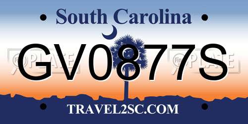 GV0877S South Carolina License Plate