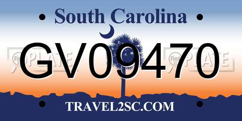 GV09470 South Carolina License Plate