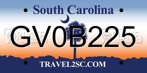 GV0B225 South Carolina License Plate