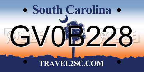 GV0B228 South Carolina License Plate