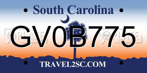 GV0B775 South Carolina License Plate