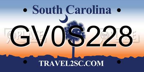 GV0S228 South Carolina License Plate