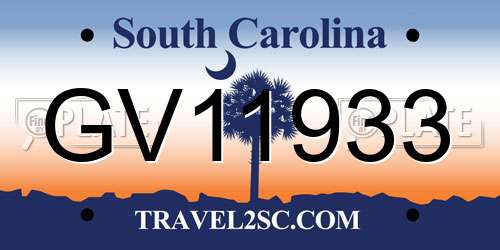 GV11933 South Carolina License Plate