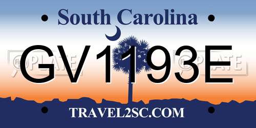 GV1193E South Carolina License Plate