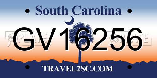 GV16256 South Carolina License Plate