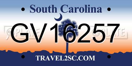 GV16257 South Carolina License Plate
