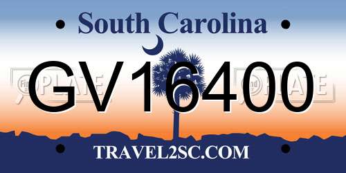 GV16400 South Carolina License Plate