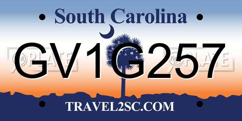GV1G257 South Carolina License Plate