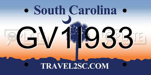 GV1I933 South Carolina License Plate