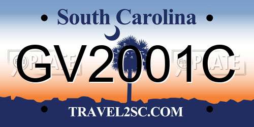 GV2001C South Carolina License Plate