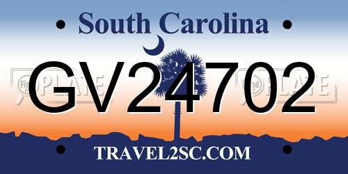 GV24702 South Carolina License Plate