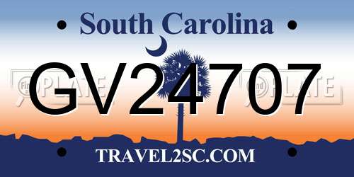 GV24707 South Carolina License Plate