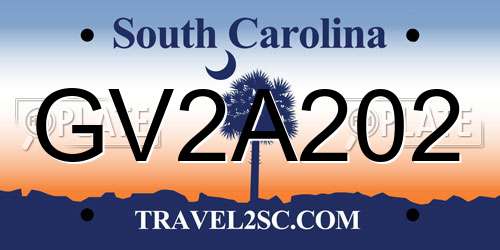 GV2A202 South Carolina License Plate