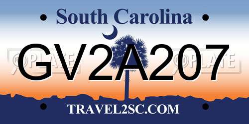 GV2A207 South Carolina License Plate
