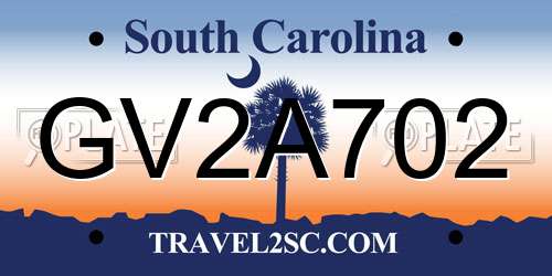 GV2A702 South Carolina License Plate