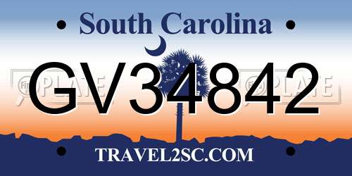 GV34842 South Carolina License Plate