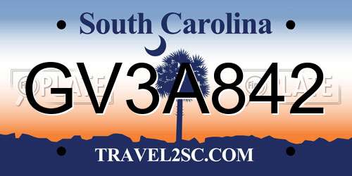 GV3A842 South Carolina License Plate