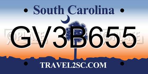 GV3B655 South Carolina License Plate