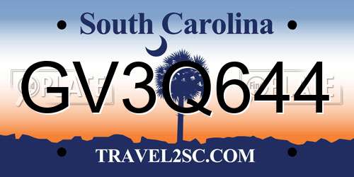 GV3Q644 South Carolina License Plate