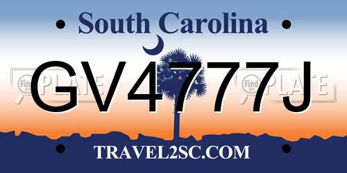 GV4777J South Carolina License Plate