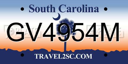 GV4954M South Carolina License Plate