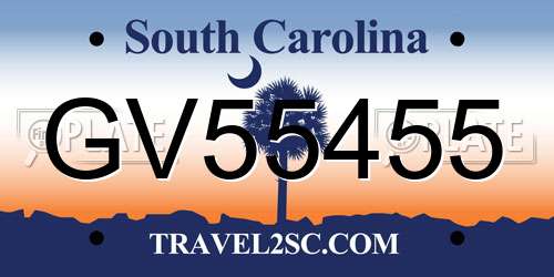 GV55455 South Carolina License Plate