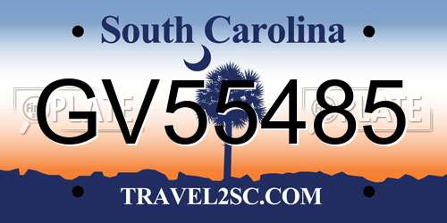 GV55485 South Carolina License Plate