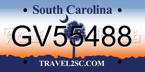 GV55488 South Carolina License Plate