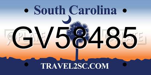 GV58485 South Carolina License Plate