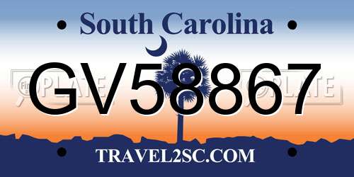GV58867 South Carolina License Plate