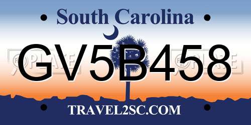 GV5B458 South Carolina License Plate