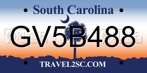 GV5B488 South Carolina License Plate