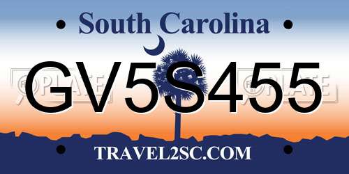 GV5S455 South Carolina License Plate