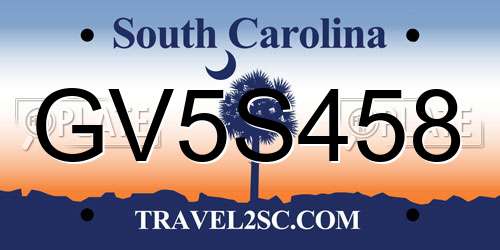 GV5S458 South Carolina License Plate