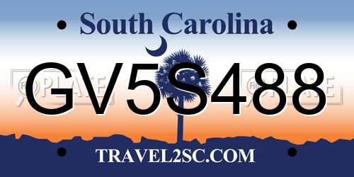 GV5S488 South Carolina License Plate