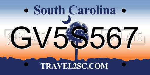 GV5S567 South Carolina License Plate