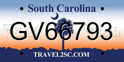 GV66793 South Carolina License Plate