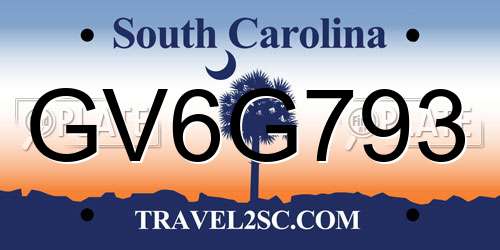 GV6G793 South Carolina License Plate