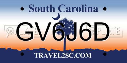 GV6J6D South Carolina License Plate