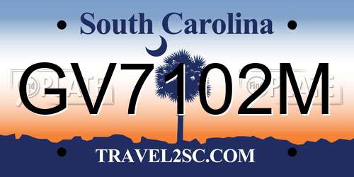 GV7102M South Carolina License Plate