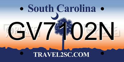GV7102N South Carolina License Plate