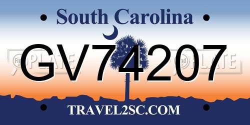 GV74207 South Carolina License Plate