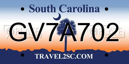 GV7A702 South Carolina License Plate