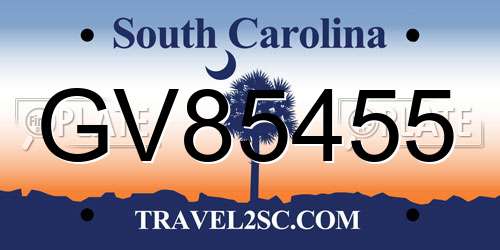 GV85455 South Carolina License Plate