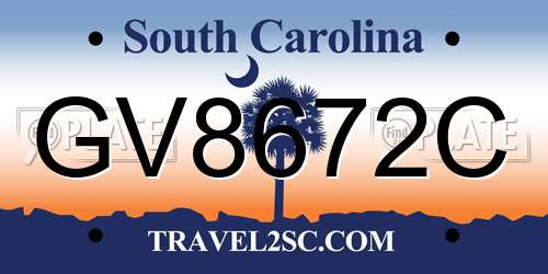 GV8672C South Carolina License Plate