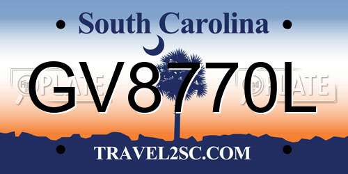 GV8770L South Carolina License Plate