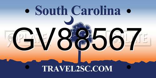 GV88567 South Carolina License Plate
