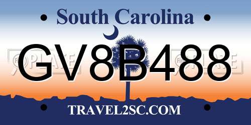 GV8B488 South Carolina License Plate