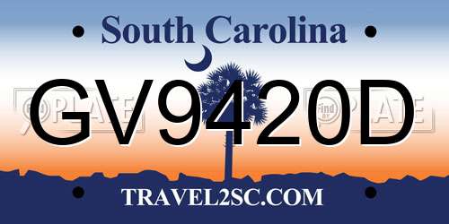GV9420D South Carolina License Plate
